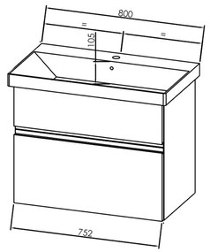 Set mobilier suspendat si lavoar Kolpasan, Oxana, 80 cm, alb