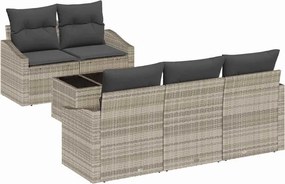 vidaXL Set de canapea cu pernă cu pernă 6 pcs Gri deschis poliratan