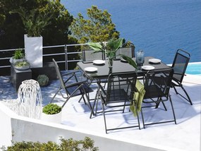 Set de masă pentru grădină Love (negru) (6 scaune). 1011670