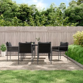 vidaXL Scaune de grădină cu perne 6 buc. negru 54x61x83 cm poliratan
