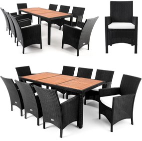Deuba Set ratan de gradina Berlin 1+8 - negru/lemn