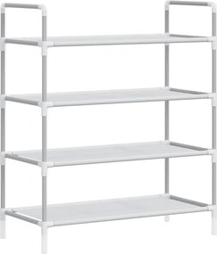 vidaXL Raft încălțăminte 4 etajere, argintiu, metal și textil nețesut