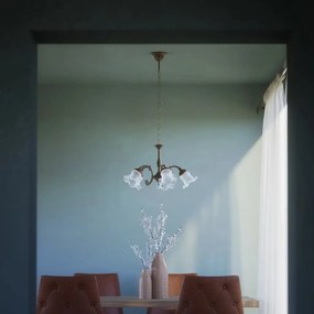 Candelabru stil clasic italian din alama si sticla Ricciolo