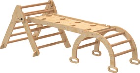 AIYAPLAY Joc pentru Copii 5 în 1 cu Triunghi, Tobogan Neted și Arc, din Lemn de Plop și Pin, 188x70x59 cm | Aosom Romania