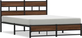 vidaXL Cadru pat metalic fără saltea, stejar maro, 140x200 cm