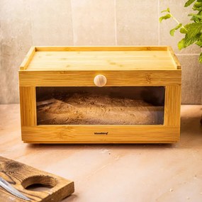 Cutie pentru paine Klausberg KB 7923, 35.5 cm, Fereastra acrilica, Bambus, Maro