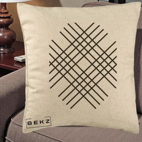 Perna Decorativa Geometric Grid, 40x40 cm, Bej, Husa Detasabila, Perna Inclusa, BEKZ®