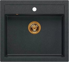 Chiuveta compozit incastrata Quadron Unique Bill 110 negru diamant - cupru 60x54 cm