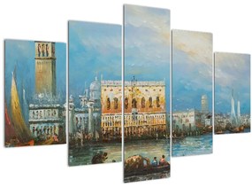 Tablou - Gondola care trece prin Veneția, pictură în ulei (150x105 cm)