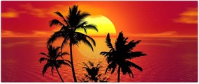 Tablou - Silueta insulei cu palmieri (120x50 cm)