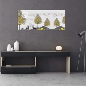 Tablou cu cerbi pictați (120x50 cm)