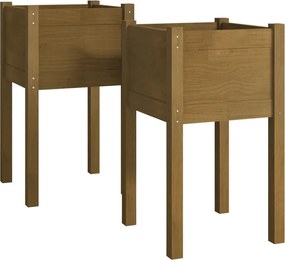vidaXL Jardiniere grădină 2 buc. maro miere 40x40x70 cm lemn masiv pin