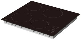 Plită vitroceramică Tesla HV6402MB, 6600W, 9 grade, 4 zone, temporizator, protecție pentru copii, indicator de căldură reziduală, muchie bizotată, negru
