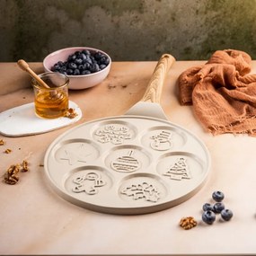 Plită pentru clătite Klausberg KB 7970, 26,5 cm, 7 compartimente, Acoperire antiaderentă, Inducție, Bej