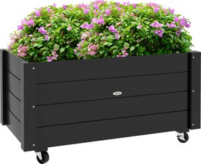 Outsunny Jardinieră de Grădină din Lemn de Brad cu Roti și Orificiu de Drenaj, Captuseală din Material Netesut, 89x48x47 cm | Aosom Romania