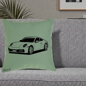 Perna Personalizata Porsche 911 Silueta, 40x40 cm, Verde, Husa Detasabila, Perna Inclusa, BEKZ®