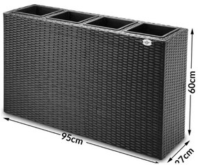 Deuba Ghiveci cu flori - 95 x 27 x 60 cm - negru