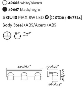 Aplica cu 3 spoturi directionabile design minimalist COCO neagra