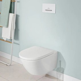 Set vas WC suspendat, Villeroy &amp; Boch, Subway 3.0, cu Twist Flush si capac cu soft close si quick release, alb