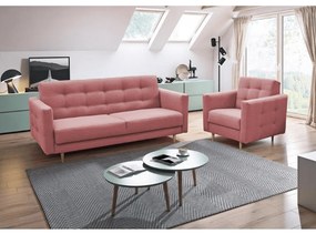 Canapea tapiţată cu 3-locuri, material textil roz învechit, AMEDIA