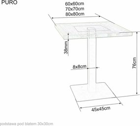 OFERTA Masă de dining neagră cu blat în decor stejar PURO 60x60 Calitatea II