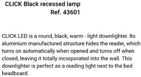 Spot incastrabil cu reader LED directionabil CLICK Black