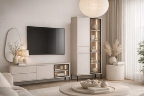 Vitrină înaltă cu sertar și iluminare Harmona 92 cm - cașmir