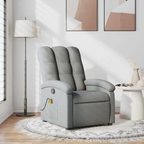 vidaXL Fotoliu de masaj rabatabil, gri deschis, textil