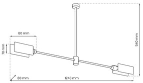 Lustră pe tijă ASTRA 2xE27/60W/230V neagră