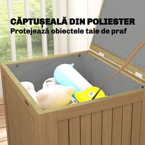 Outsunny Bancă de Exterior 130L, Capac, Cutie Lemn cu Balamale și Curea | Aosom Romania