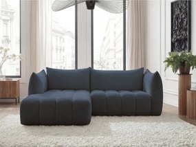 Colțar albastru închis cu tapițerie din țesătură bouclé (cu colț pe partea stângă/cu șezlong) Azra – Bobochic Paris