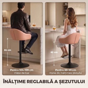 HOMCOM Set 2 Scaune de Bar din Piele Ecologică cu Spătar, Brațe și Înălțime Reglabilă, Maro | Aosom Romania