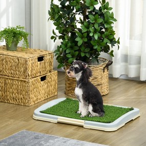Pawhut Toaleta Pentru Caini, Litiera Portabila Pentru Catei Cu Iarba Artificiala, Panou Cu Grila, Tava, 63 x 48,5 cm | Aosom Romania