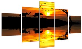 Tablou cu peisaj african cu elefant (125x70 cm), în 40 de alte dimensiuni noi