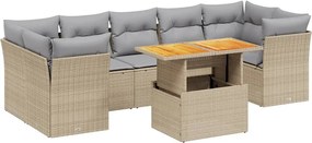 vidaXL Set canapele de grădină, 8 piese, cu perne, bej, poliratan
