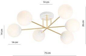 Lustră pe tijă MAGNUM 6xE14/10W/230V alb/auriu