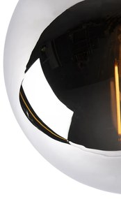 Plafoniera Art Deco neagră cu sticlă fumurie - Pallon