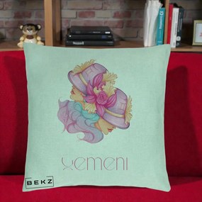 Perna Personalizata Zodie Gemeni, 40x40 cm, Verde Menta, Husa Detasabila, Perna Inclusa, BEKZ®