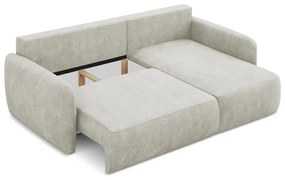 Colțar crem extensibil/cu spațiu de depozitare cu tapițerie din chenille (cu colț pe partea dreaptă/cu șezlong) Lilo – Makamii