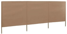 vidaXL Paravan anti-vânt cu 3 panouri, gri taupe, 400x120 cm, textil