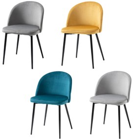 HOMCOM Set de 4 scaune de dining scaun de bucătărie din stil scandinav cu acoperiș din catifea și picioare subțiri de metal, pentru sufragerie, camera de mese, multicolor | Aosom Romania