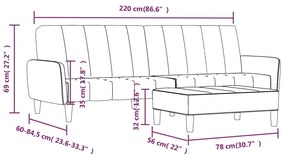 Canapea extensibila 2 locuri, cu taburet, verde deschis catifea Lysegronn, Cu suport de picioare