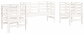 825143 vidaXL Set mobilier de grădină, 3 piese, alb, lemn masiv de pin