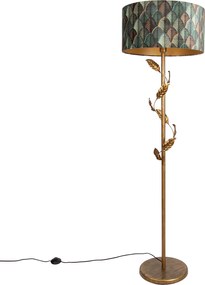 Lampă de podea aurie cu abajur cu design de frunze și interior auriu 50cm - Linden