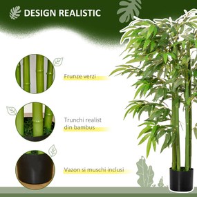 HOMCOM planta artificiala bambus in ghiveci, 140 cm | Aosom Ro