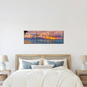 Tablou - Apus de soare la plajâ (cu ceas) (90x30 cm)