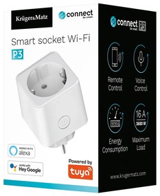 Priza Smart Wi-FI Connect P3, Tuya, contor energie, compatibila Google Home Si Alexa, Kruger&amp;Matz