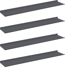 vidaXL Raft suspendat Pe perete 4 pcs Antracit 100 x 18 x 2,5 cm Oțel
