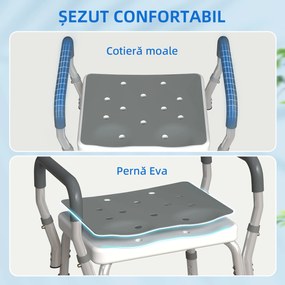 HOMCOM Scaun Reglabil de Duș cu Mânere, Multicolor | Aosom Romania
