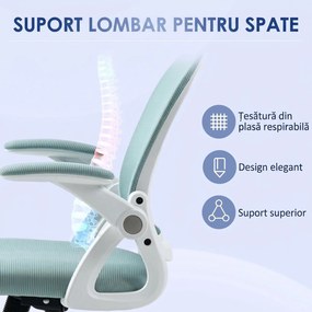 Vinsetto Scaun Birou Ergonomic Albastru Dimensiuni Variabile Suport Lombar Integrat | Aosom Romania